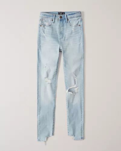 Ripped High Rise Super Skinny Ankle Jeans | Abercrombie & Fitch US & UK