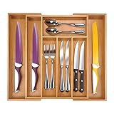 Utoplike Utensil Drawer Organizer, Bamboo Cutlery Tray for Kitchen Drawer, Expandable Silverware Hol | Amazon (US)
