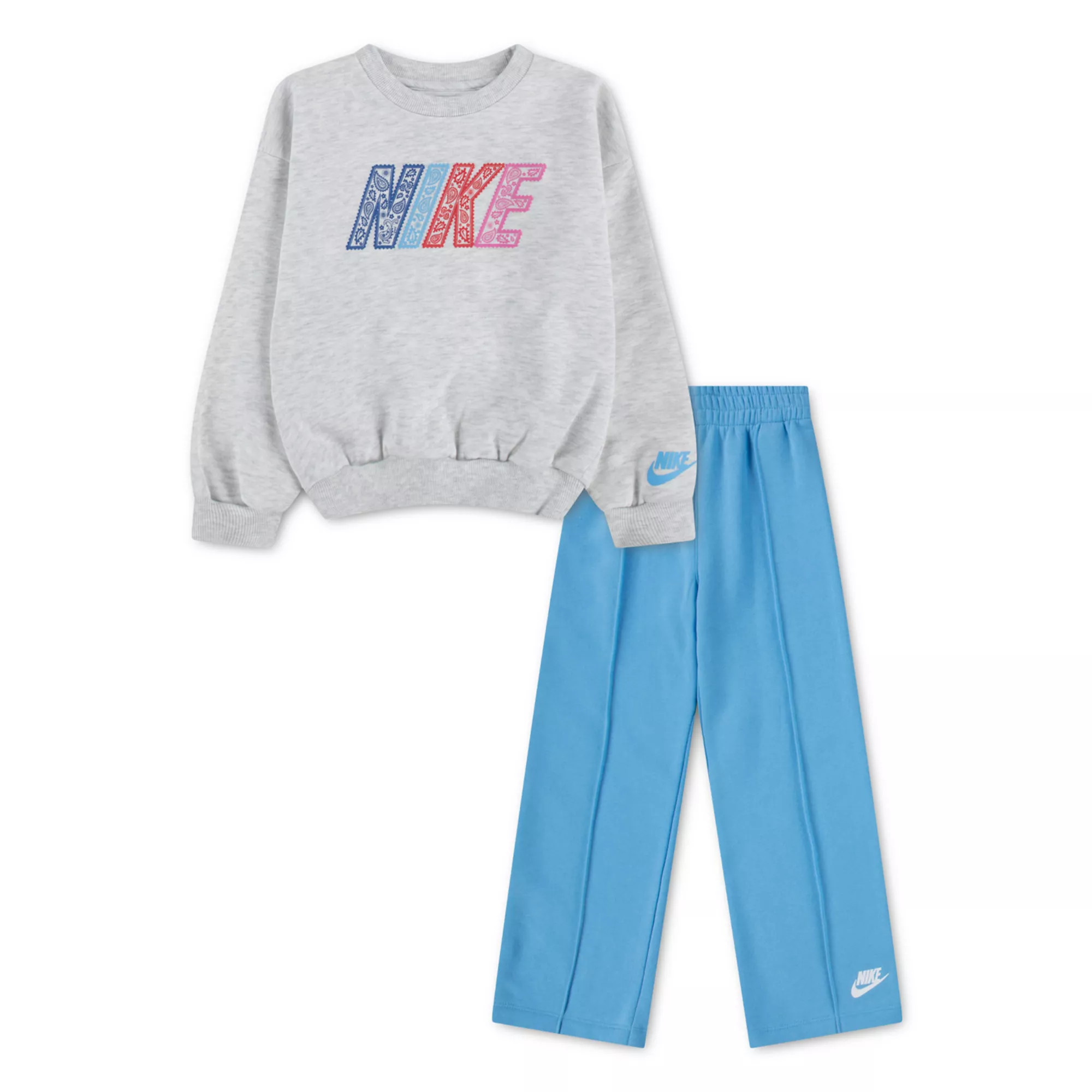 Baby Toddler Little Girls 12 months-6x Nike Retro Remix Paisley Crewneck & Wide Leg Pants 2-Piece... | Kohl's