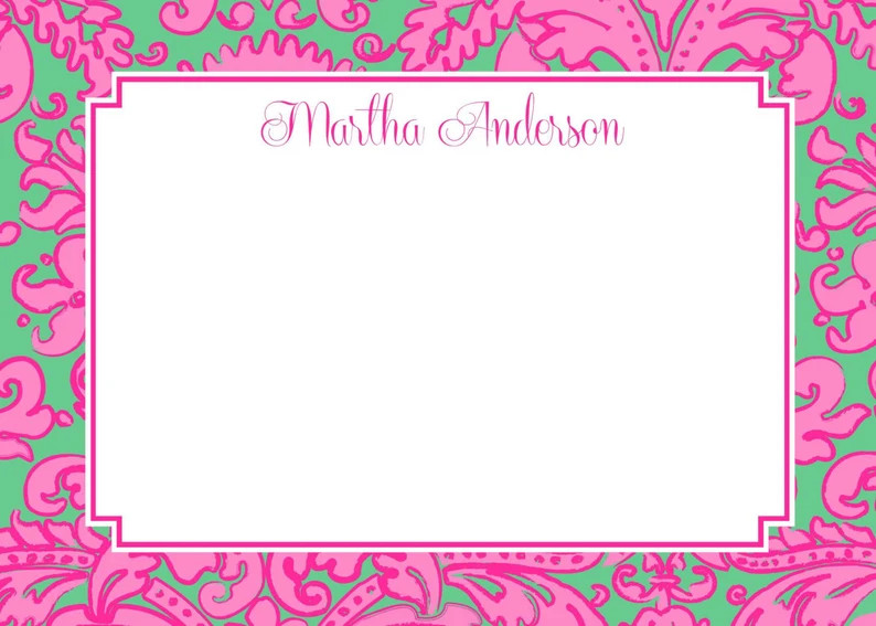 Hot Pink and Green Lilly-like Stationery, Notecards, Invitation Set - Etsy | Etsy (US)