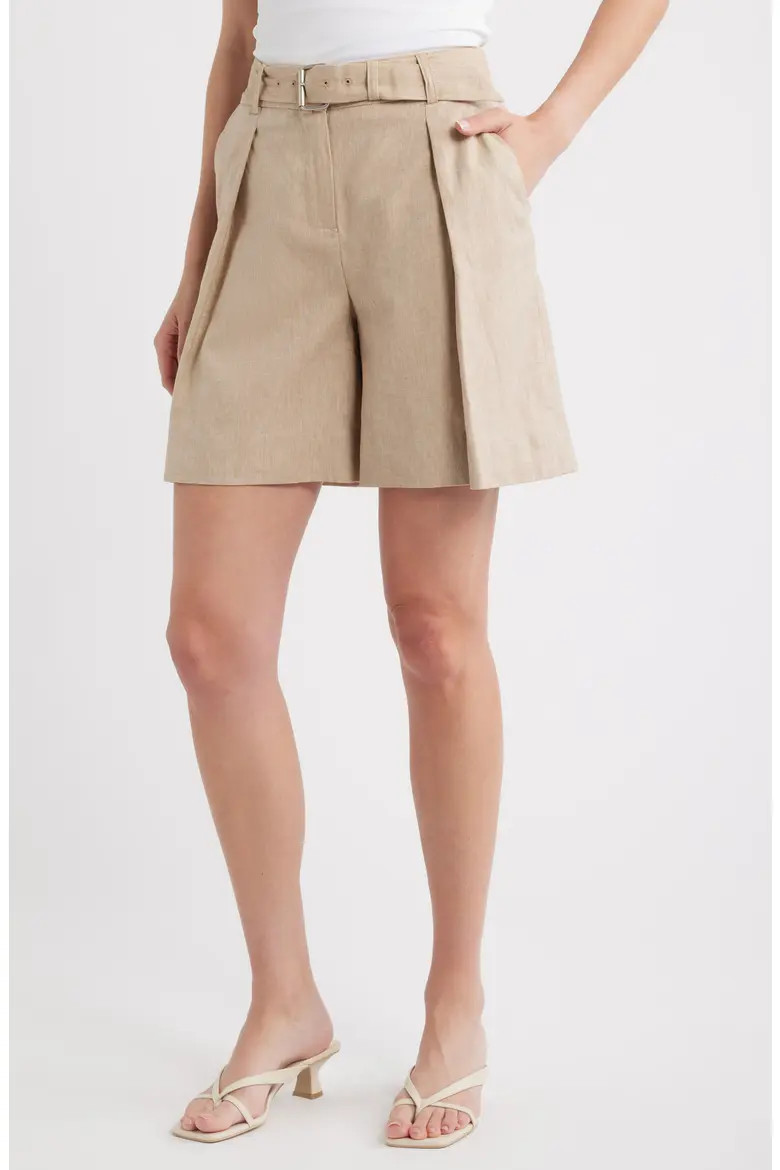 Belted Pleated Longer Length Shorts (Women) | Nordstrom | Nordstrom