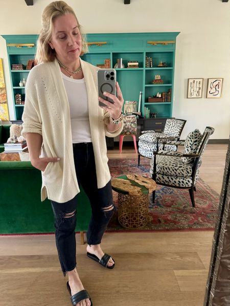 Outfit of the day: new open front cardigan from Target, layering tank and Gap Cheeky jeans. All tts. Allison in a medium in tank and cardi. Cardi is such a great transition from Winter to Spring 👏🏻

#LTKover40 #LTKSeasonal #LTKstyletip