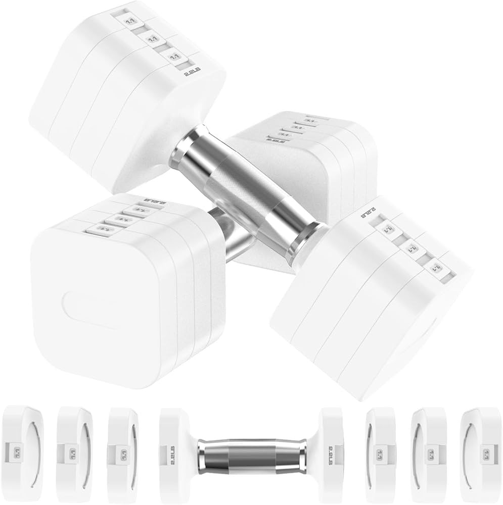 22LBS Adjustable Dumbbells Set, Adjustable Weight Dumbbells with 4 Levels 4.4lb, 6.6lb, 8.8lb, 11... | Amazon (US)