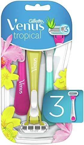 Gillette Venus Tropical Disposable Razors for Women, 3 Count, Designed for a Smooth Shave, Tropical  | Amazon (US)