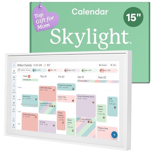 Skylight Calendar: 15-inch Wall Planner Digital Calendar & Chore Chart, Smart Touchscreen Interactive Display for Family Schedules – Wall Mount Included, Great for Organizing Your 2026 Calendar | Amazon (US)