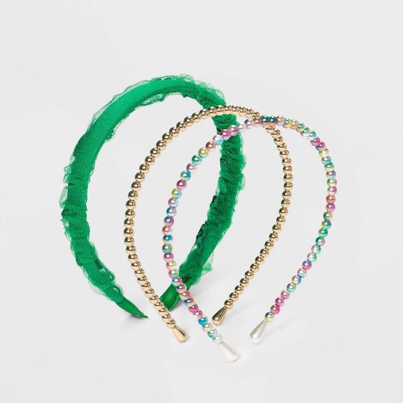 Multi Beads and Shamrock Organza Headband 3pc | Target