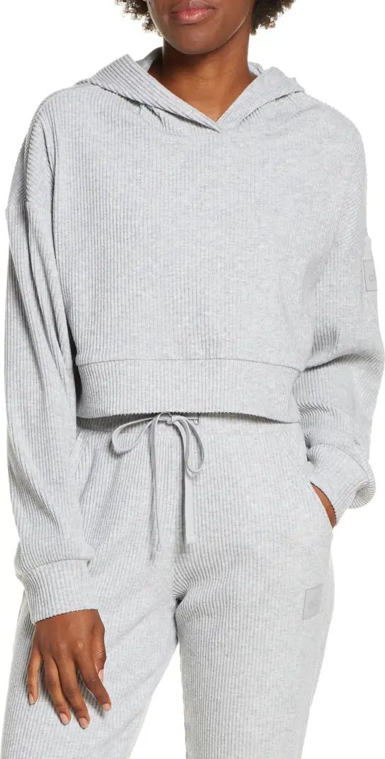 Alo Muse Ribbed Crop Hoodie | Nordstrom | Nordstrom