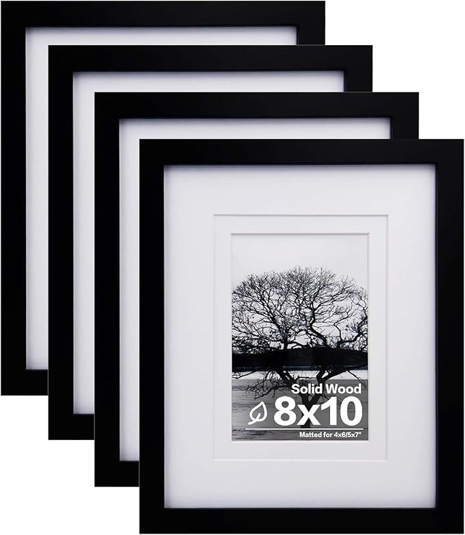 Egofine 8x10 Picture Frames Set of 4, Made of Solid Wood Covered by Plexiglass 4x6 and 5x7 with M... | Amazon (US)