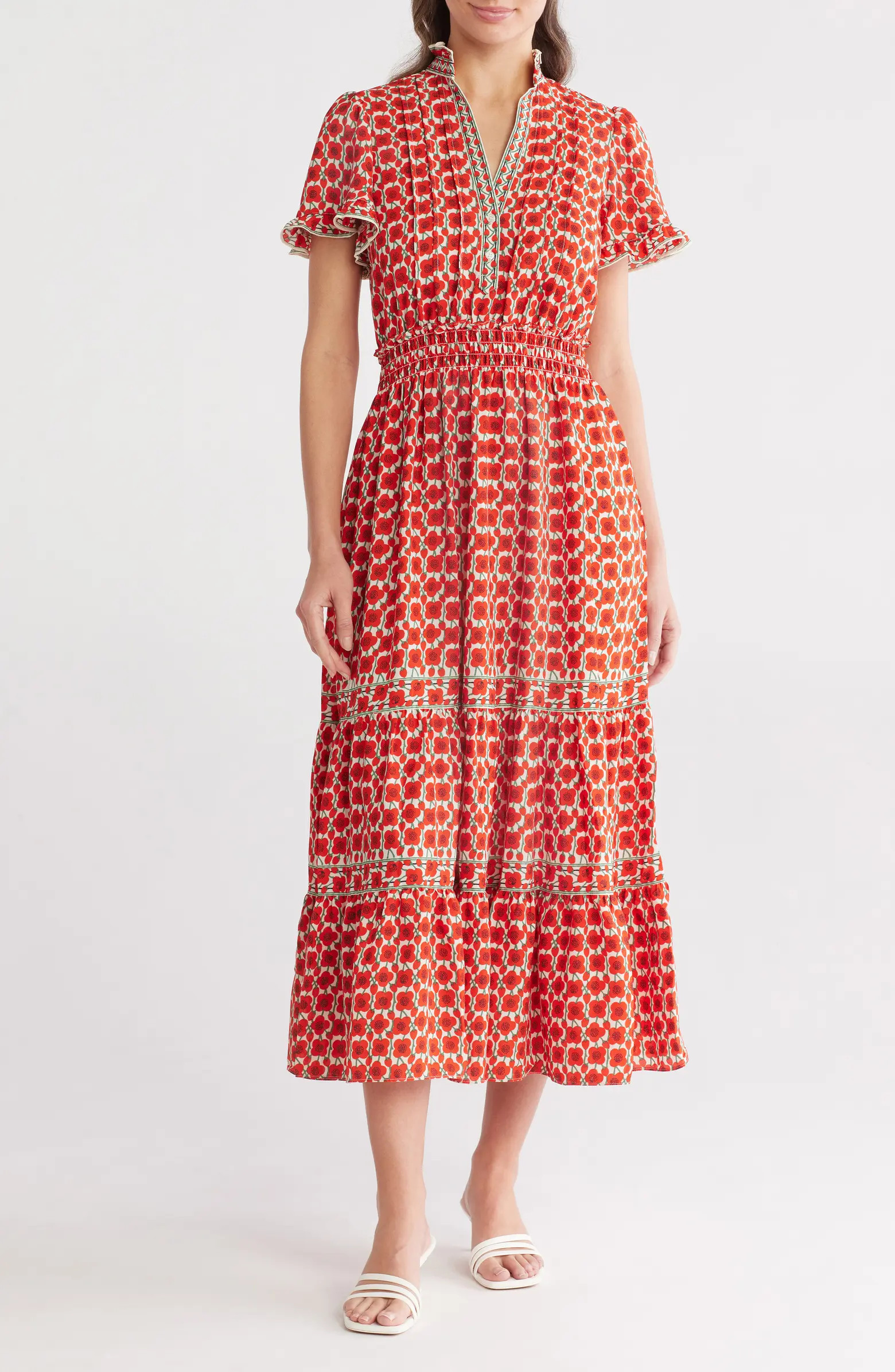 Smocked Flutter Sleeve Maxi Dress | Nordstrom Rack