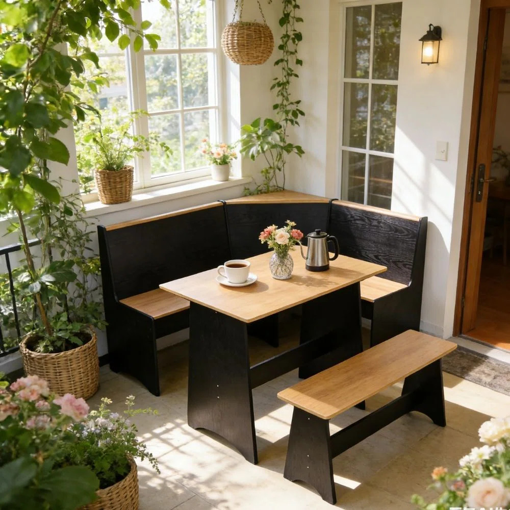 3-piece L-shaped Breakfast Nook Dining Set With Hidden Storage, Modern Wood Corner Dining Table A... | Wayfair North America