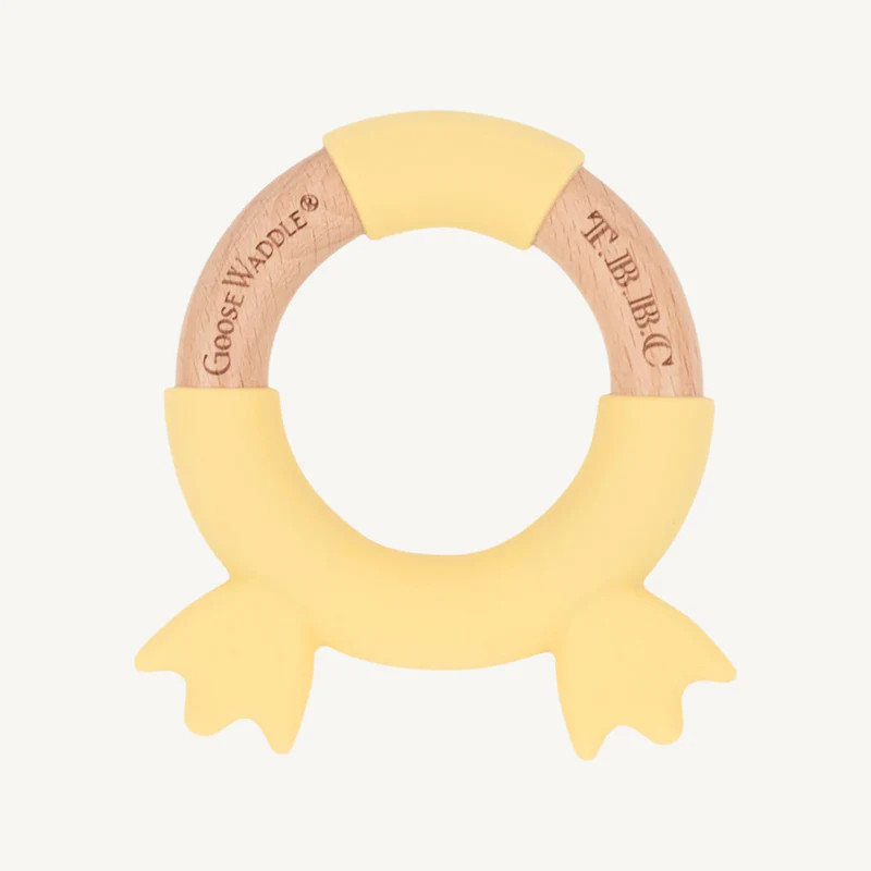 GooseWaddle x T.B.B.C. Bow Wooden & Silicone Teether - Palm Beach Pink | The Beaufort Bonnet Company
