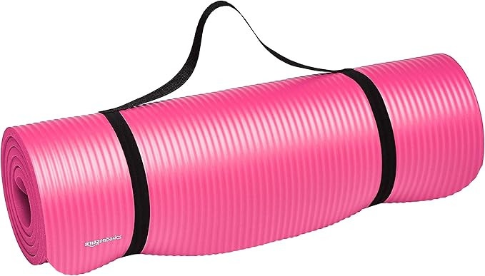 Amazon.com: Amazon Basics Extra Thick Exercise Yoga Gym Floor Mat with Carrying Strap - 74 x 24 x... | Amazon (US)