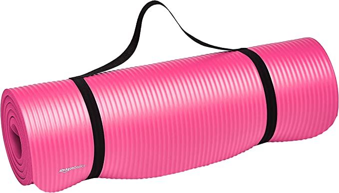 Amazon.com: Amazon Basics Extra Thick Exercise Yoga Gym Floor Mat with Carrying Strap - 74 x 24 x... | Amazon (US)