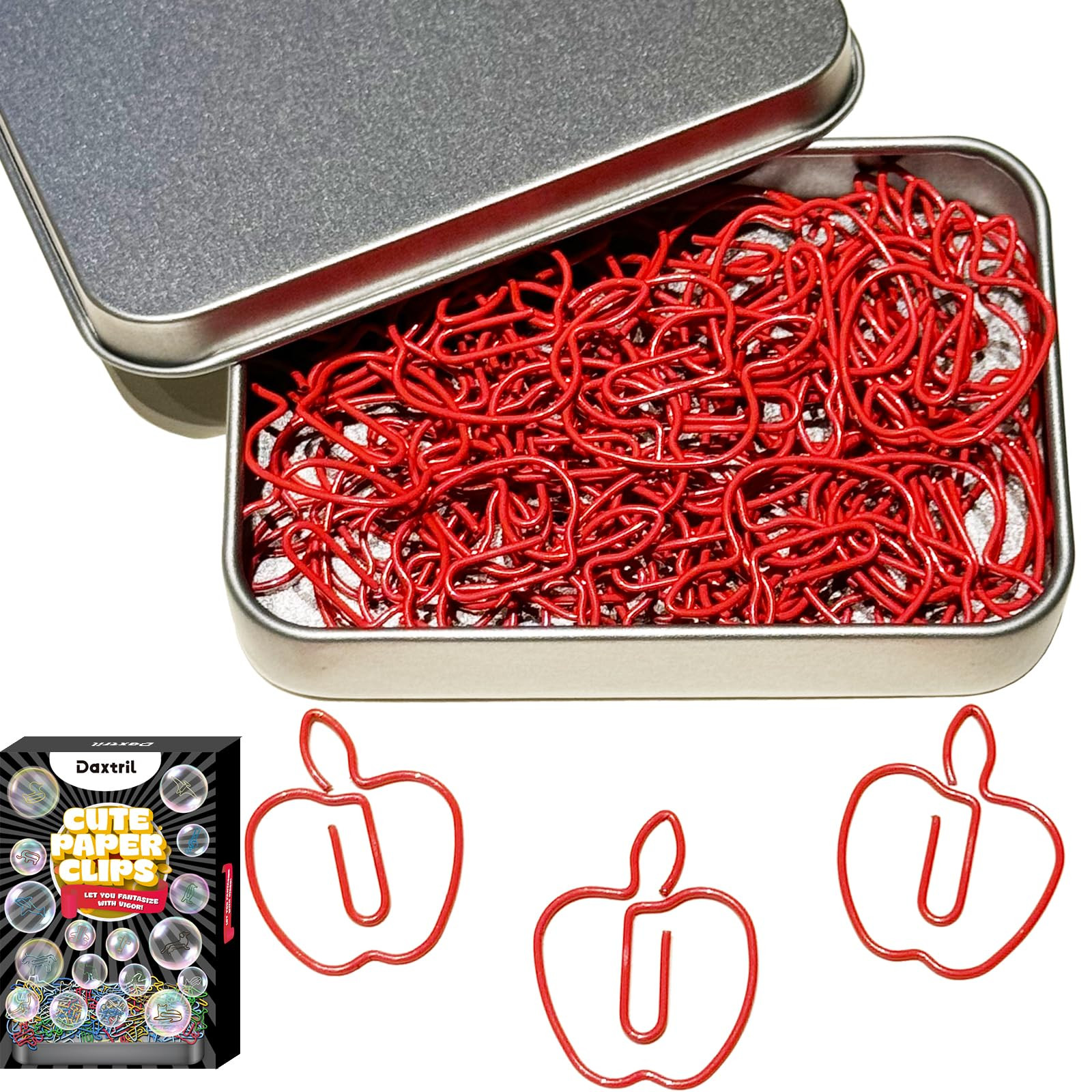 Cute Paper Clips, 60PCS Fruit Apple Shaped Paper Clips Fruit Bookmarks Clips, Assorted Colors, Fu... | Amazon (US)