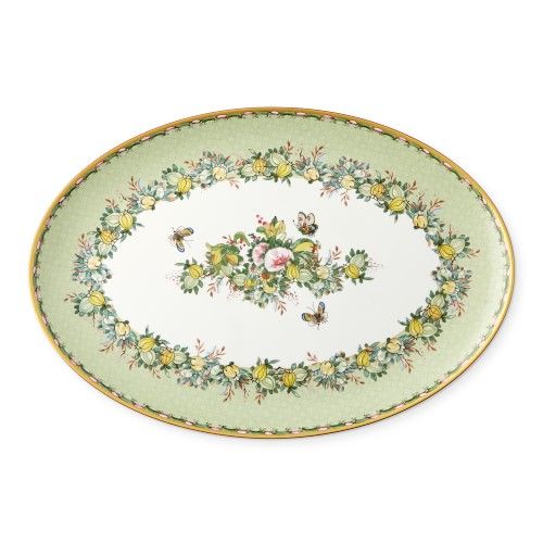 Famille Rose Oval Platter, Green Leaves | Williams-Sonoma