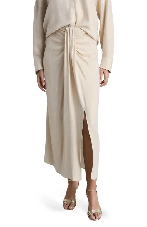 MANGO Draped Midi Skirt in Golden at Nordstrom, Size Medium | Nordstrom