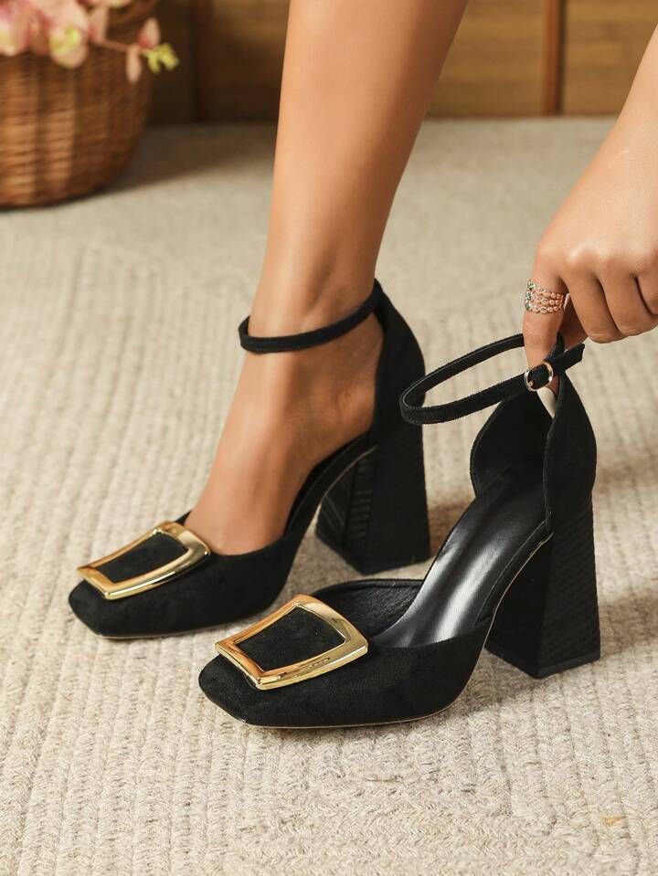 Round Toe Casual Women's Hollow Out Fashion High Heel Single Shoes | SHEIN