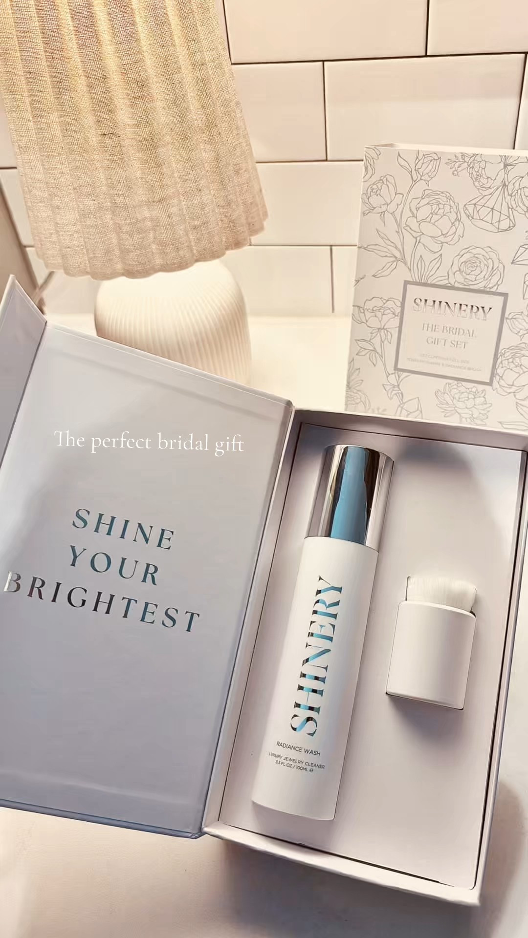 The perfect bridal gift. This made my jewelry so sparkly and clean! The best part is, I don't have to take off all my jewelry to clean it. The radiance brush is best for deep cleaning. I just keep this right by my sink so my jewelry is always sparkly clean! obsessed with the fact that it's all clean ingredients.@@Shinery | Jewelry Cleaning#fyp #fyp d#brided#bridaltiktoka#engaged #shinerypartner @Shinery 

#LTKBeauty #LTKWedding