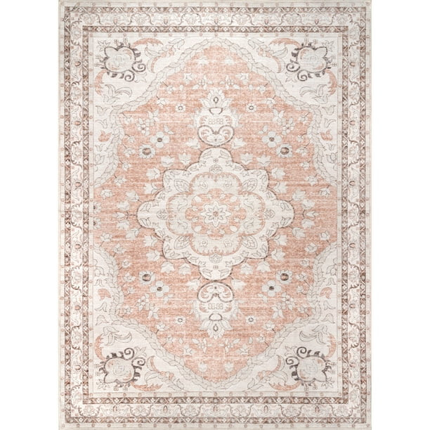 nuLOOM Tracie Machine Washable Floral Medallion Area Rug - Walmart.com | Walmart (US)