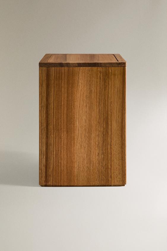 LARGE WOODEN SQUARE BATHROOM TRASH CAN | Zara US