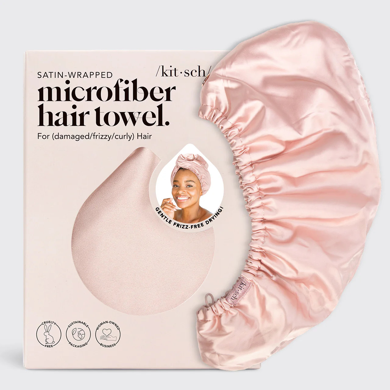 Blush Satin Wrapped Hair Towel | Kitsch