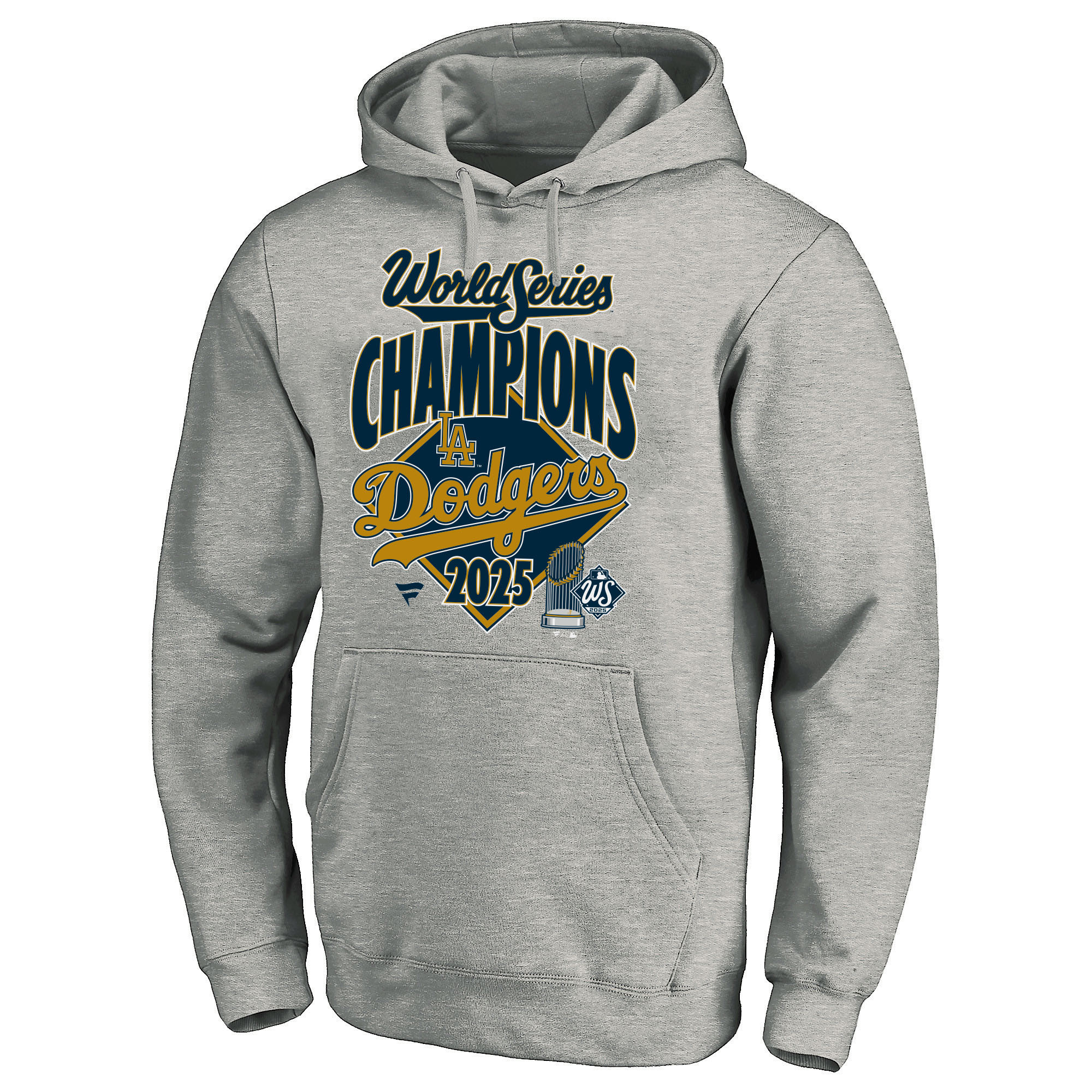 Men's Fanatics Heather Gray Los Angeles Dodgers 2025 World Series Champions Locker Room Hoodie | Fanatics