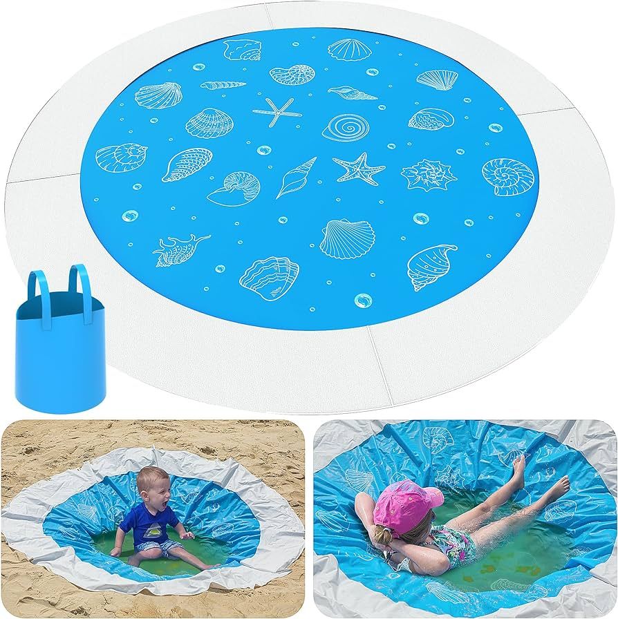 6.5 x 6.5 Feet Baby Beach Pool-Kiddie Pool and Beach Blanket-2 in 1 Toddler Paddling Pool-Beach T... | Amazon (US)