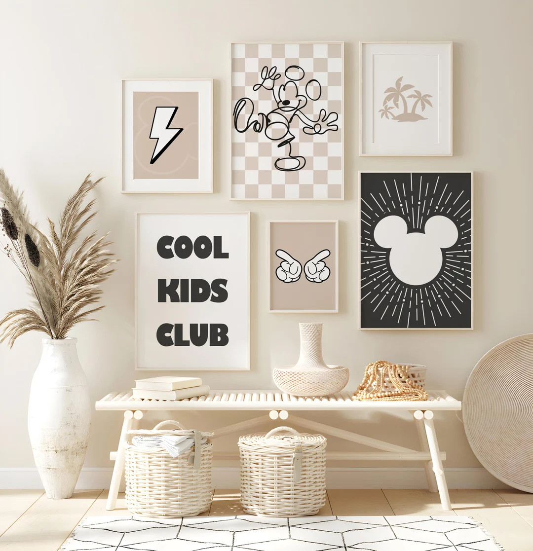 Mickey Wall Art, Mickey Posters, Mickey Wall, Cool Kids Club, Nursery Wall Art, Gift for Boys, Mi... | Etsy (US)