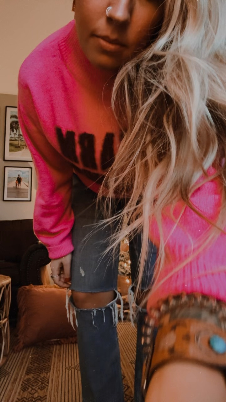 Sweater is on sale for $15! Love these bow earrings as well 🎀✨ #bowtrend #fuzzysweater #christmassweater 

#LTKSeasonal #LTKHoliday #LTKGiftGuide