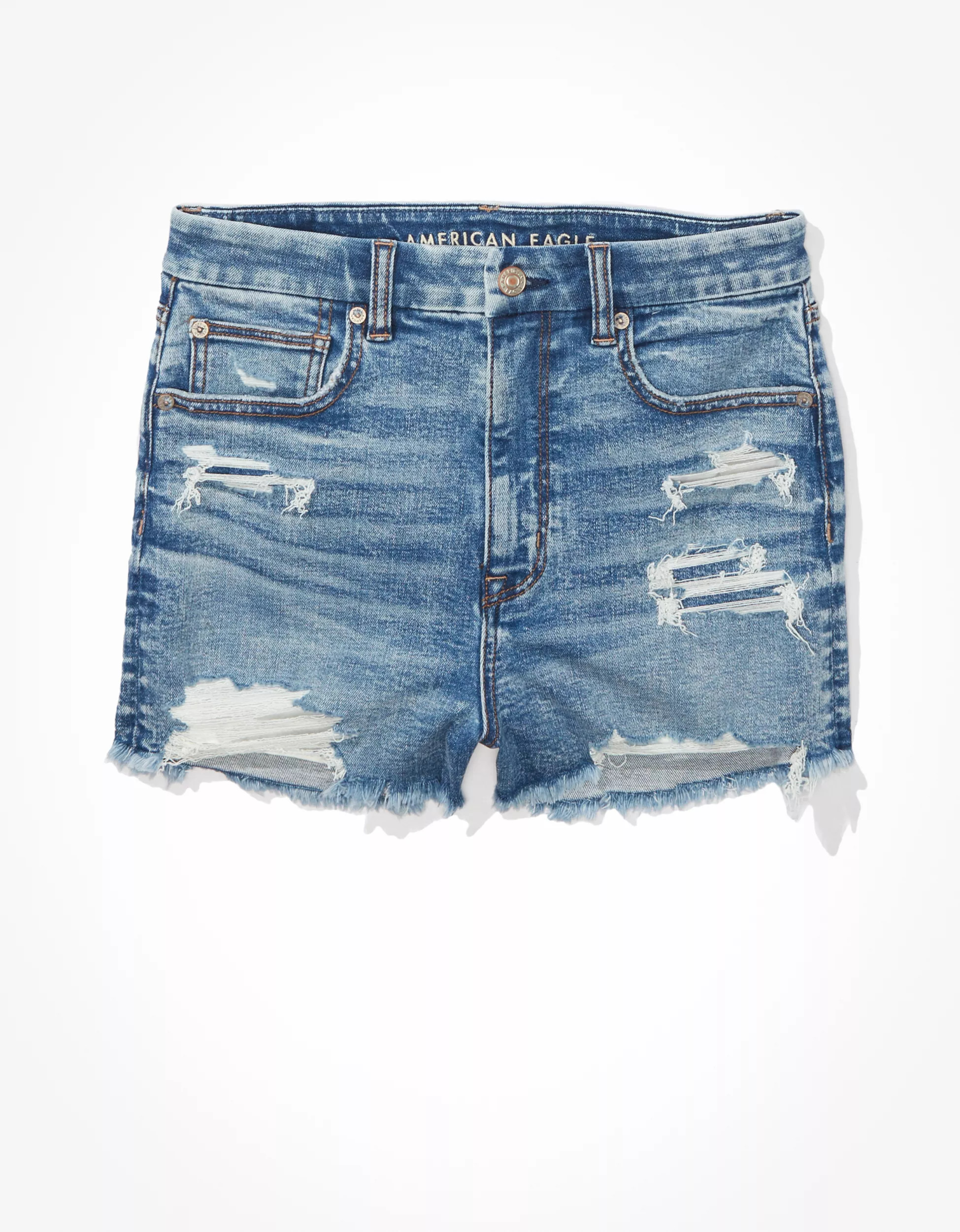 AE Stretch Curvy High-Waisted Denim Short Short | American Eagle Outfitters (US & CA)