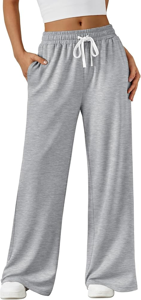 AUTOMET Lounge Pants Women Wide Leg Casual Sweatpants Baggy Workout Sweat Pajamas Pants Fall Fash... | Amazon (US)
