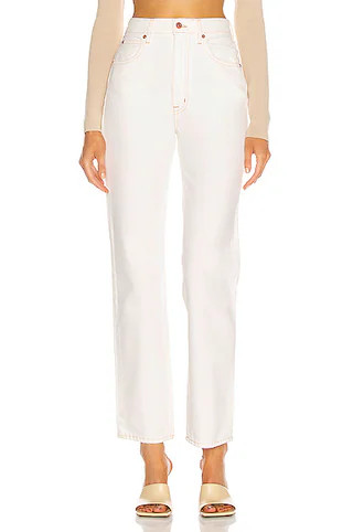SLVRLAKE London High Rise Straight Leg in White | FWRD 