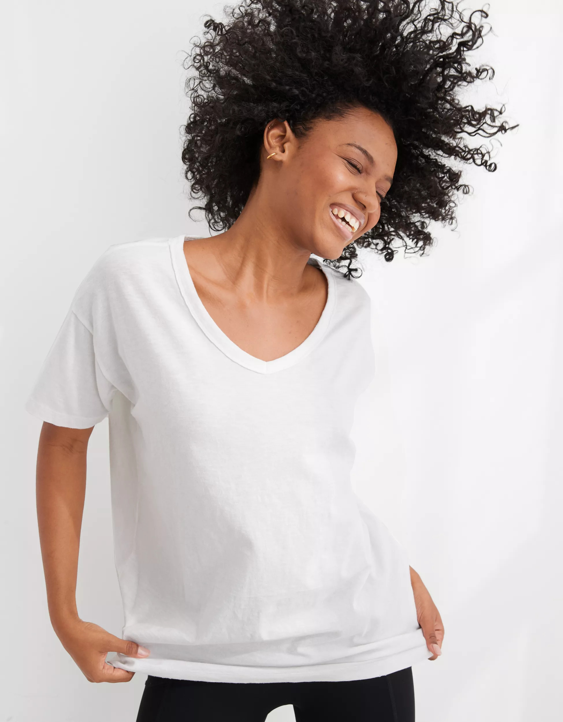 Aerie Distressed V-Neck Oversized Boyfriend T-Shirt | American Eagle Outfitters (US & CA)