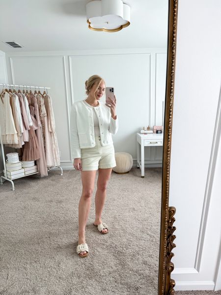 My favorite Stretch Twill Trouser shorts are included in the Spanx sale! They feel like butter and smooth out the waistline in all the right places! I have them paired with this adorable Walmart lady jacket. Wearing size small in the shorts. Use my code EARLYSUMMER for up to 40% off select shorts, dresses, and bodysuits. Summer outfits // upscale outfits // summer shorts // Spanx shorts // workwear // work outfits // Spanx fashion // Spanx sale 

#LTKSeasonal #LTKStyleTip #LTKSaleAlert