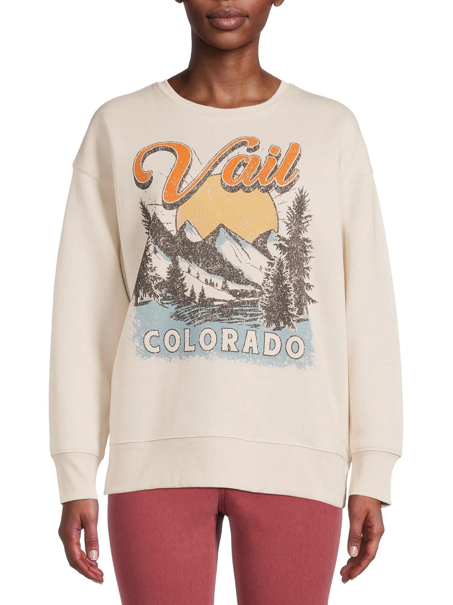 Time and Tru Women’s Scenic Graphic Sweatshirt - Walmart.com | Walmart (US)