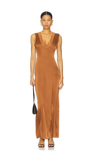 LIONESS Simi Maxi Dress in Cognac. - size S | Revolve Clothing (Global)