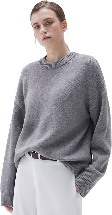 SUUKSESS Women Cashmere Blend Oversized Crew Neck Long Sleeve Pullover Sweaters | Amazon (US)