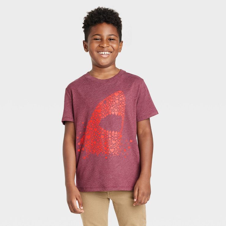 Boys' Valentine's Day Heart Shark Short Sleeve Graphic T-Shirt - Cat & Jack™ Burgundy | Target