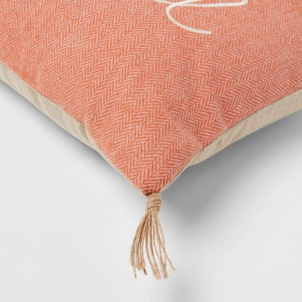 Tweed Embroidered 'Grateful' Lumbar Throw Pillow - Threshold™ | Target