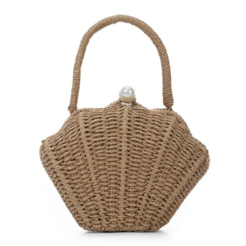 GOKTOW Women Straw Woven Handbag Shell Shape Clutch Straw Summer Bag Rattan Crossbody Bags Vacati... | Amazon (US)