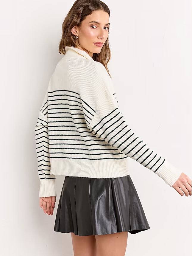 Thin Stripe 1/4 Zip Pullover - Double Zero - New York & Company | New York & Company