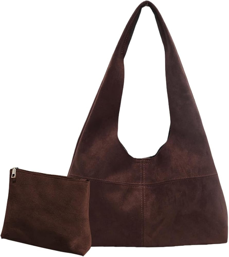 Suede Hobo Bag for Women Slouchy Tote Bag Faux Leather Purse Fall Shoulder Bag Handbag | Amazon (US)