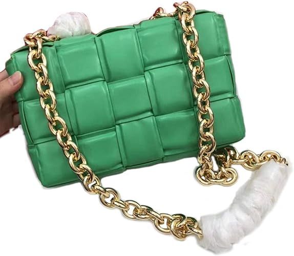 EvaLuLu Woven Chain Bag Genuine Leather Women Shoudler Bag | Amazon (US)
