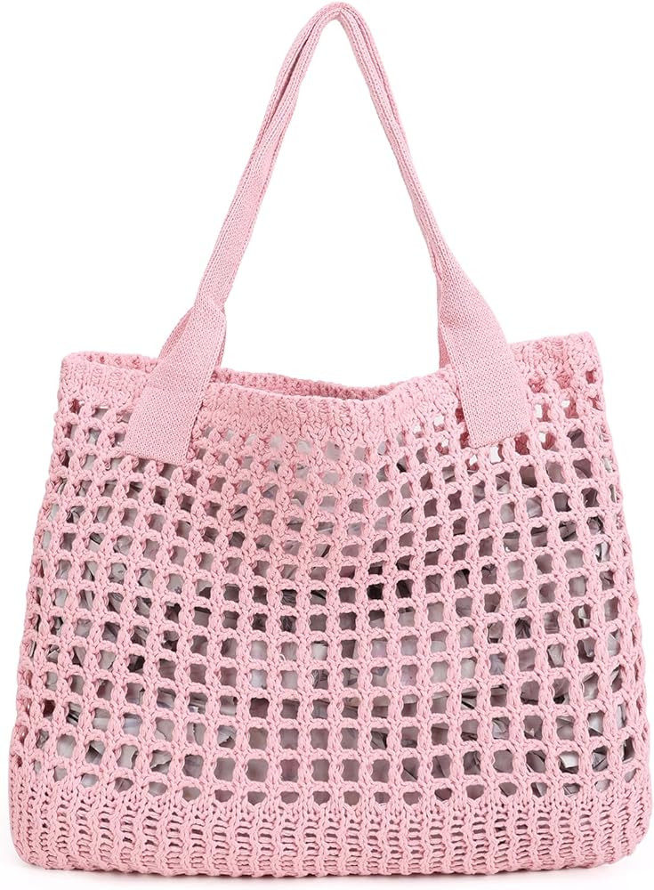 ENBEI Women's Beach Tote Bag, Crochet Knit Hollow Design, Stylish Tote for Beach,Travel and Every... | Amazon (US)