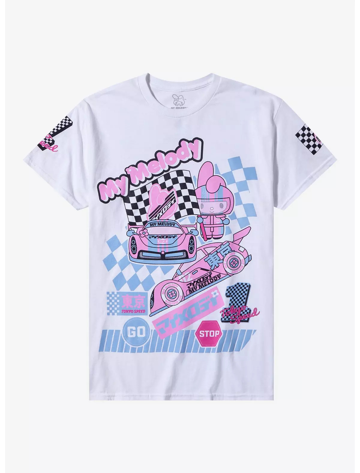 My Melody Racing Collage Boyfriend Fit Girls T-Shirt | Hot Topic