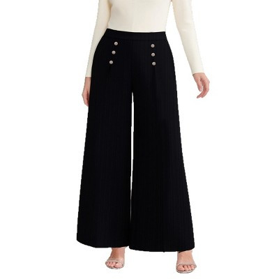 Womens Plus Size Wide Leg Dress Pants High Waisted Pleated Business Casual Trouser Office Work Palazzo Pants Black XXL | Target