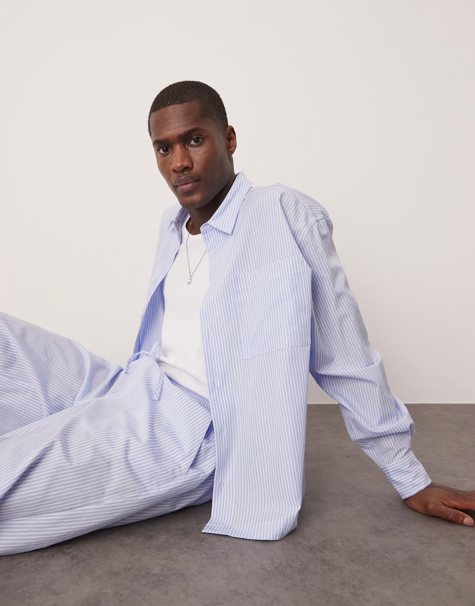 ASOS DESIGN oversized boxy shirt in blue stripe | ASOS (Global)