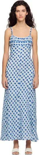 SANDRO Gingham linen maxi dress | Nordstrom | Nordstrom