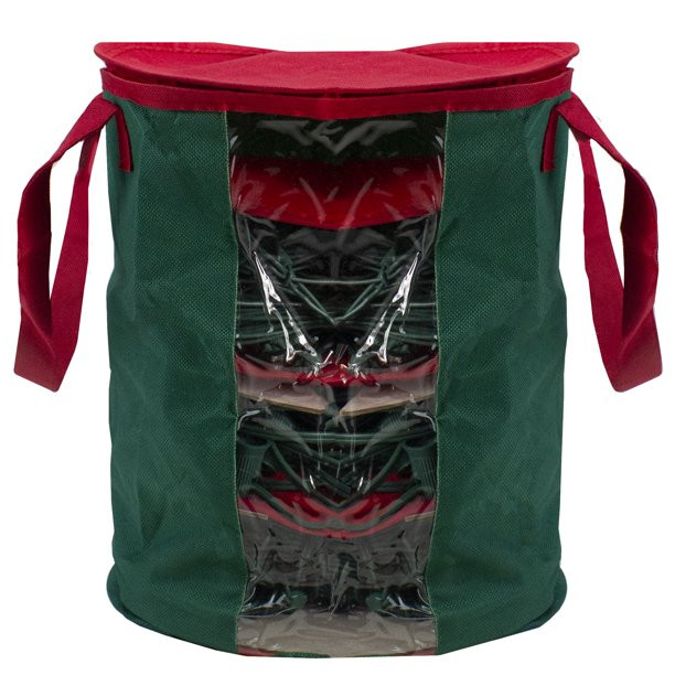 12” Red and Green Christmas Light Storage Organizer with Window - Walmart.com | Walmart (US)
