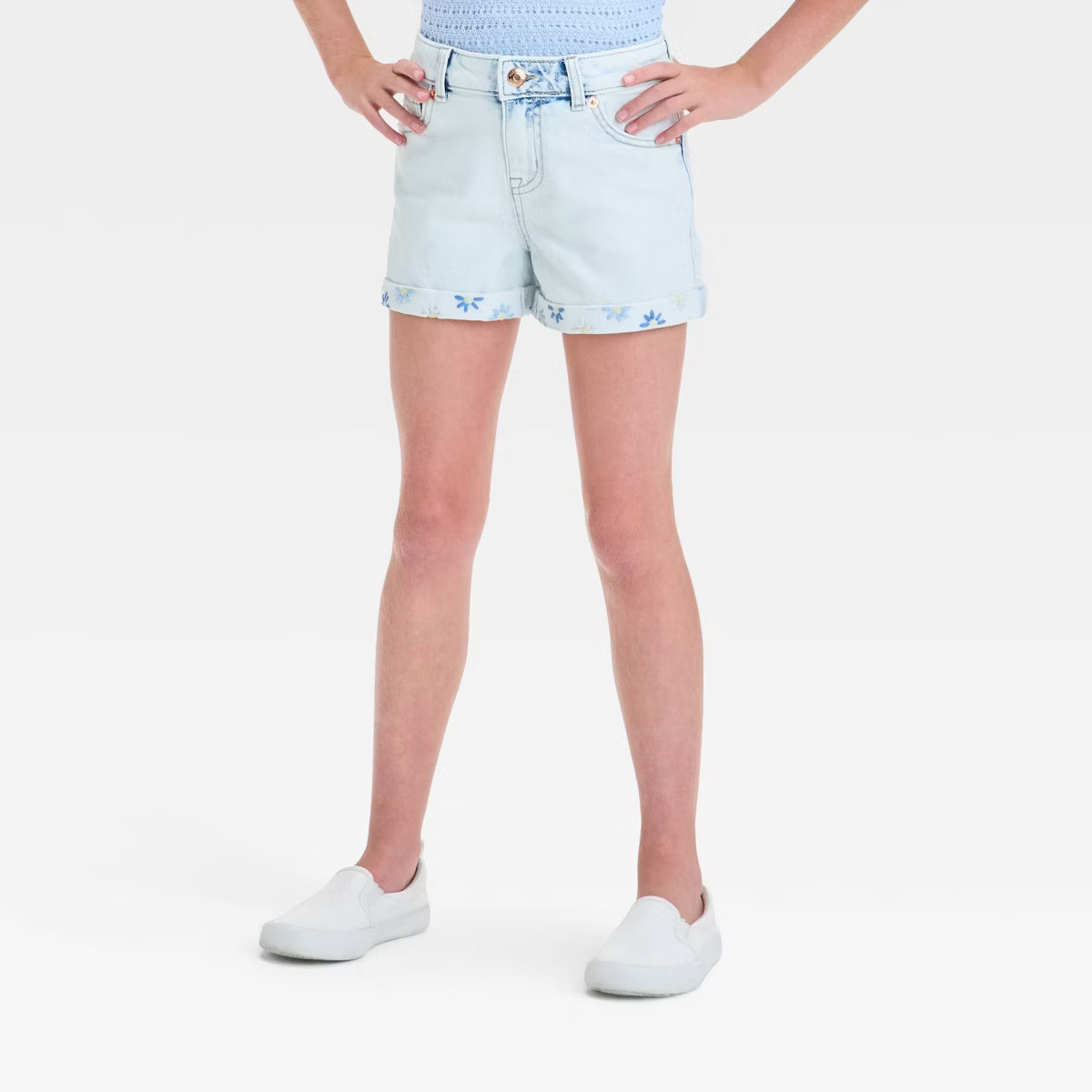 Girls' Mid-Rise Cuffed Jean Shorts - Cat & Jack™ | Target